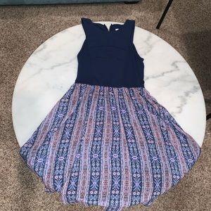 Navy Blue/Patterned Tank Top Dress